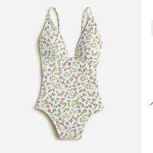 Plunge one-piece in cloud meadow floral